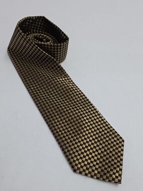 Van Heusen Burgundy & Gold Diamond  Silk Necktie